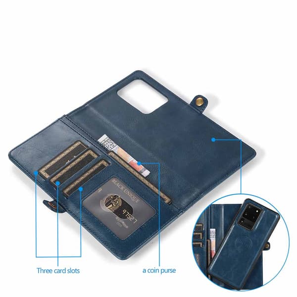 Samsung Galaxy S20 Ultra - Praktiskt Dubbelt Plånboksfodral Mörkblå