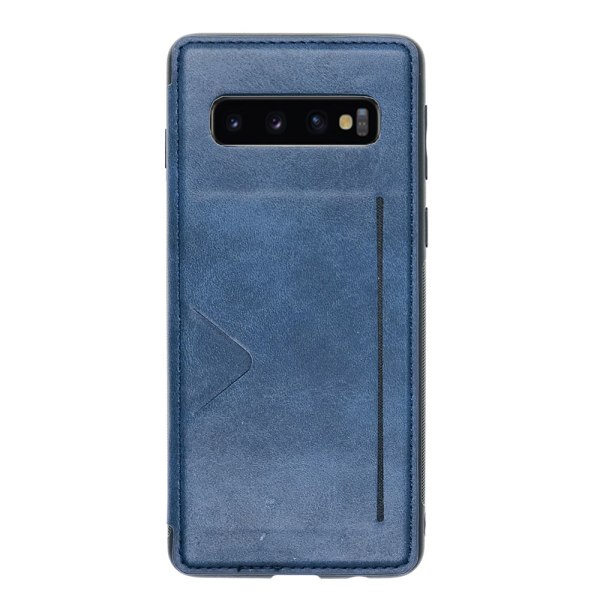 Elegant Stötdämpande Skal med Kortplats - Samsung Galaxy S10 Mörkblå