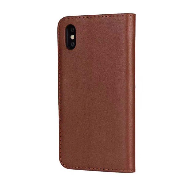 Plånboksfodral i Läder för iPhone XS MAX (TOMKAS) Brun