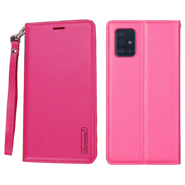 Praktisk lommebokdeksel - Samsung Galaxy A51 Rosaröd