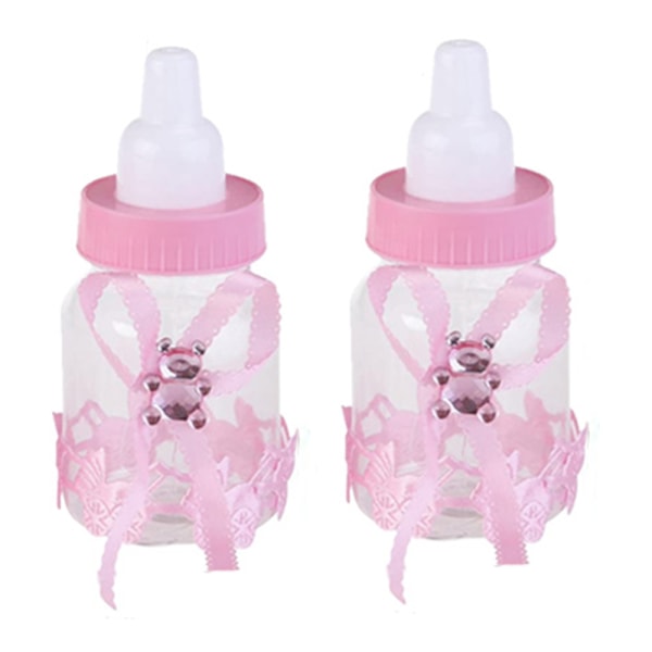 Elegant Baby Flaska Doppresent Babyshower Rosa