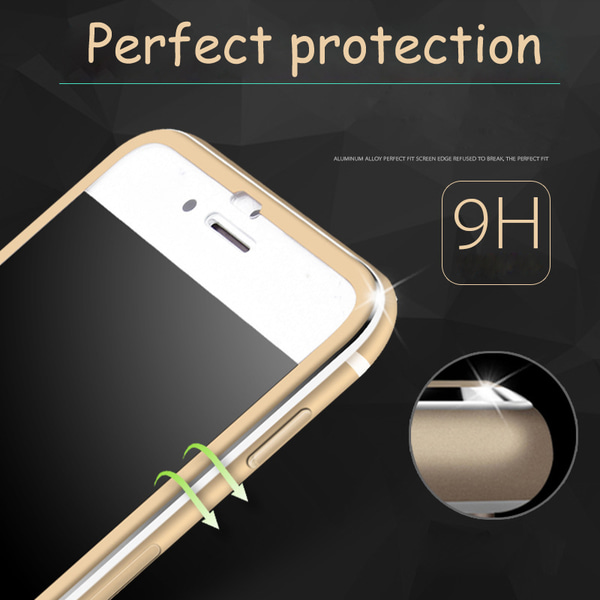 iPhone 7 Plus (3-PACK) HuTech Skärmskydd 3D-Aluminiumram Guld