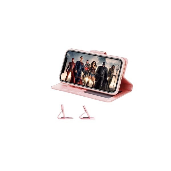 Hanmanin tyylikäs kotelo lompakolla - iPhone 8 Rosa