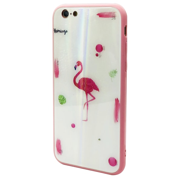 Tyylikäs suojakuori iPhone 6/6S Plus (karkaistu lasi) Flamingo