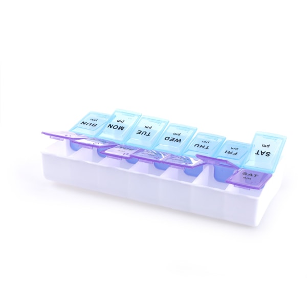 Praktiskt 14 Fack Medicinask Tablettask Dosett L