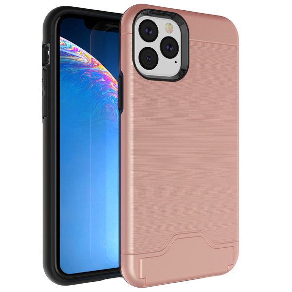 iPhone 11 Pro Max - Elegant Shockproof Skal med Korthållare Grå Grå