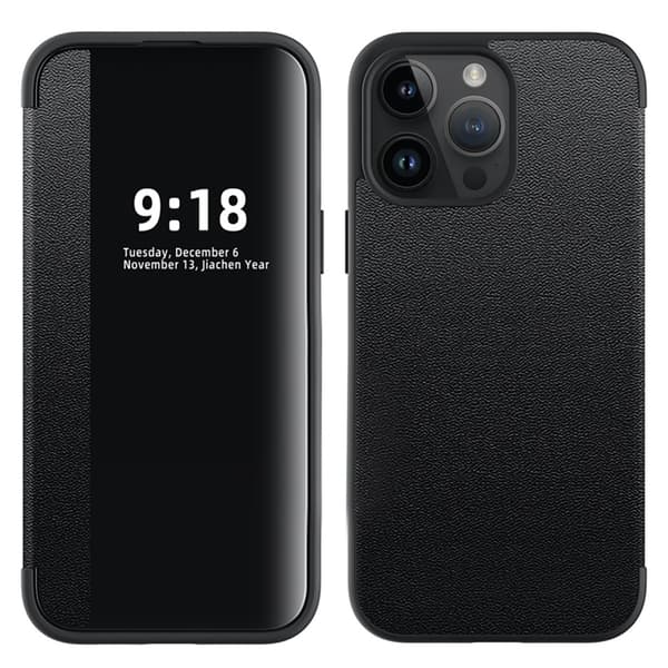 iPhone 12/12 Pro  Smart Läderfodral med Fönster & SIM-förvaring Grön