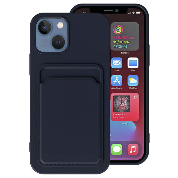 iPhone 14 Plus - Effektivt stilfuldt cover med kortholder Mörkblå