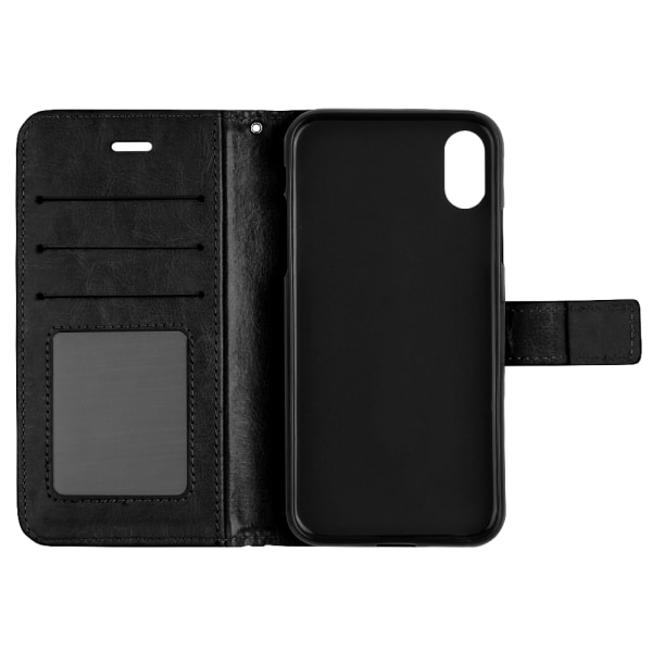 Käytännöllinen lompakkokotelo kuoritoiminnolla - iPhone X/XS Brun