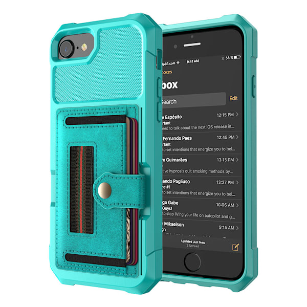 iPhone 6/6S - Effektfullt Elegant Skal med Kortfack Grön