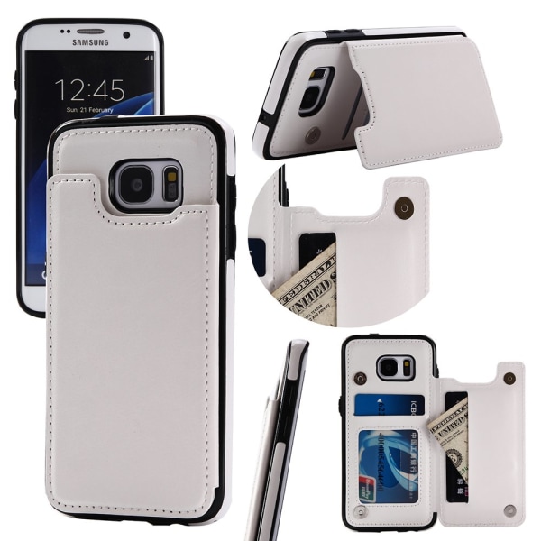 Läderskal med Plånbok/Kortfack till Samsung Galaxy S7 Edge Roséguld