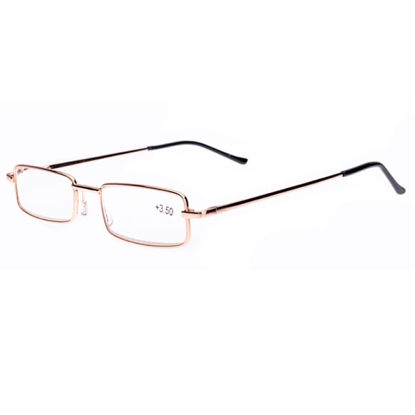 Læsebriller med styrke (+1.0 - +4.0) med bærbar metalæske Guld +1.0