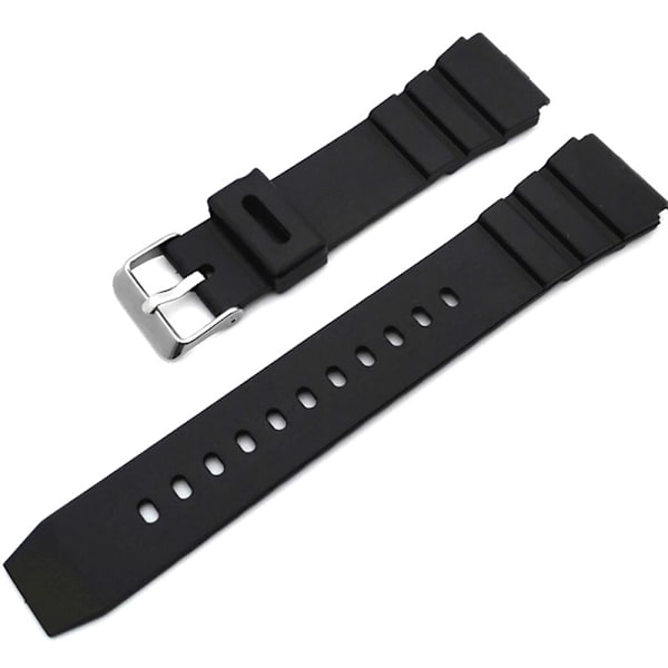 Stilrent Slittåligt Gummi Klockarmband Svart 22mm