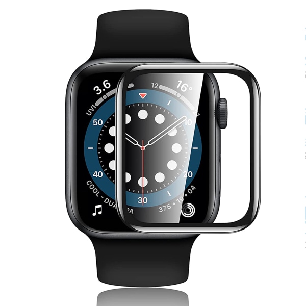 Apple Watch Series 4/5/6/SE 40/44mm näytönsuoja, musta kehys (2 kpl) Transparent 40mm