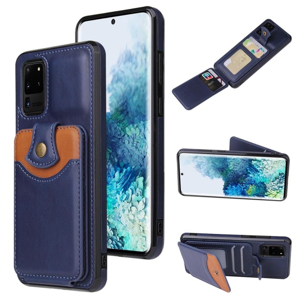 Praktiskt Skal med Kortfack - Samsung Galaxy S20 Ultra Mörkblå Mörkblå