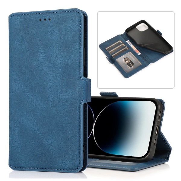 iPhone 15 Plus - Elegant Flip Wallet Skinnfodral Svart