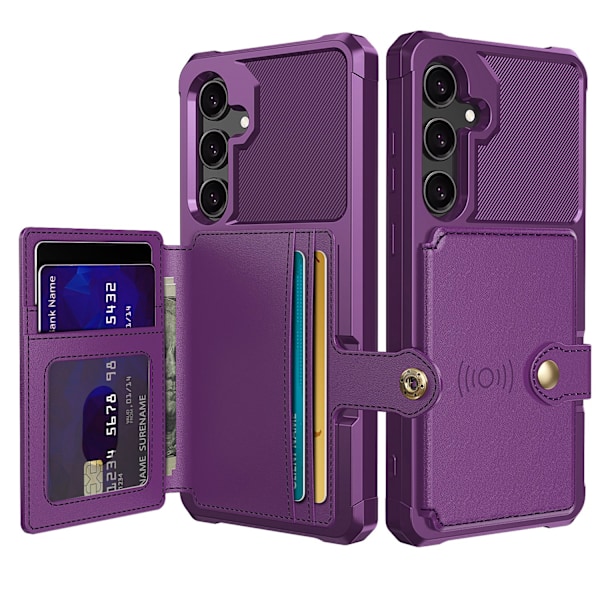PU-læder pung magnetisk holder etui til Samsung Galaxy A24 Svart