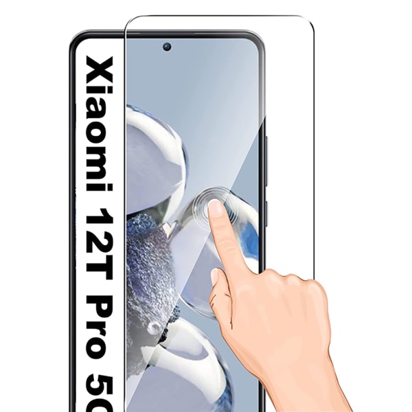 Xiaomi 12T Pro skjermbeskytter i herdet glass (2-pakning) Transparent