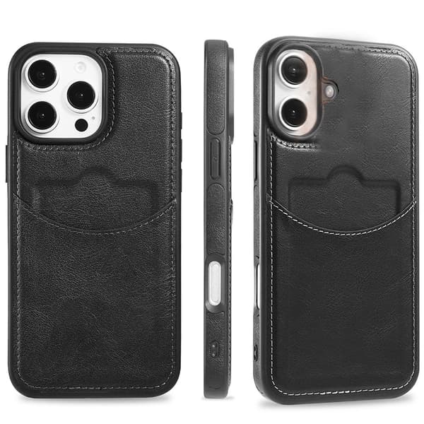 Leman Läderfodral kompatibelt med iPhone 16 Vinröd