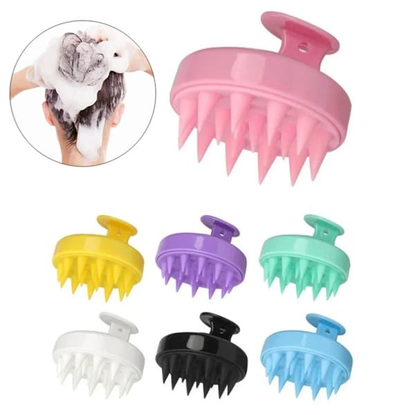 Rund Portabel silikon hårbottenborste Gul