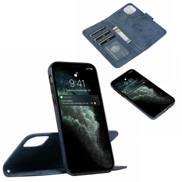 iPhone 12 Pro - gennemtænkt pung-etui (dobbeltfunktion) Marinblå