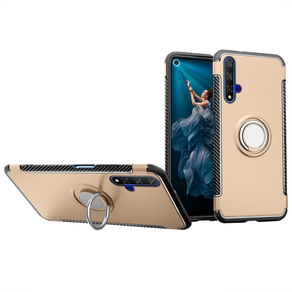 Huawei Nova 5T - Stilfuldt cover med ringholder Guld