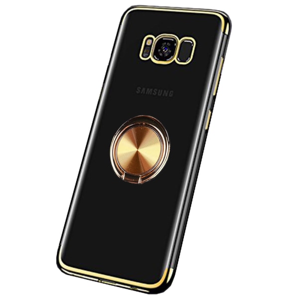 Samsung Galaxy S8 - Robust Floveme Silikonskal med Ringhållare Guld Guld