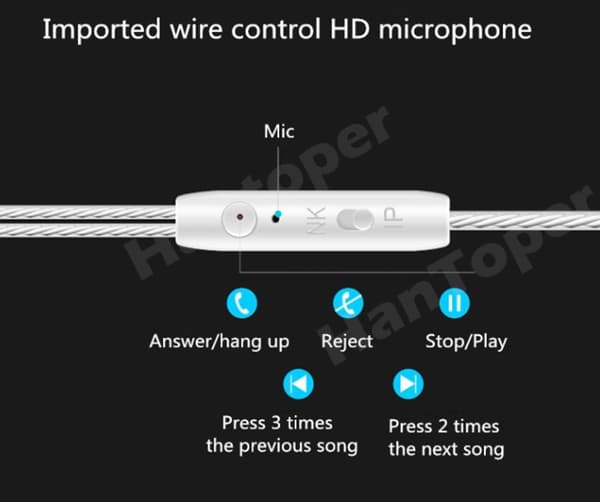 JXV In-ear Hörlurar med Mic In-lineControl (Earphone) Röd