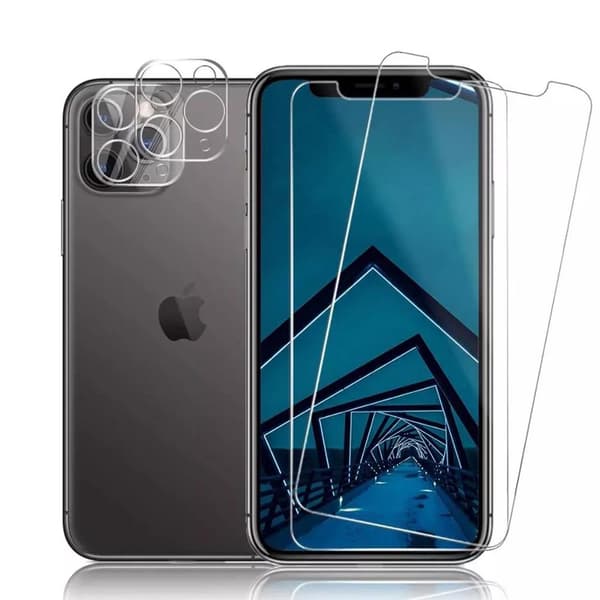 2-PACK 3-in-1 iPhone 12 Pro Fram- & Baksida + Kameralinsskydd Transparent