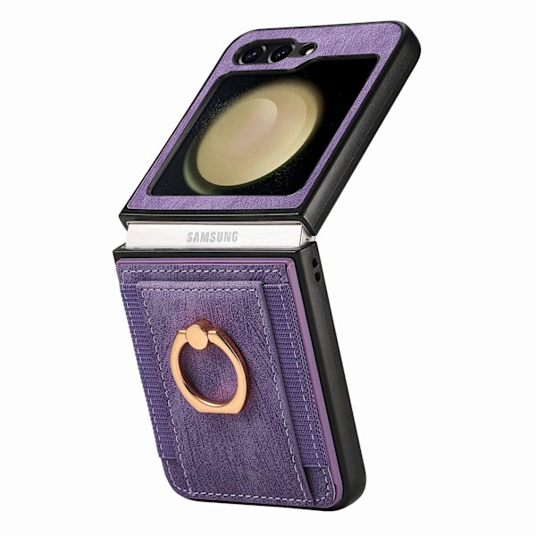 Samsung Galaxy Z Flip 5 - Ringhållare Stötsäkert Korthållarskal Purple