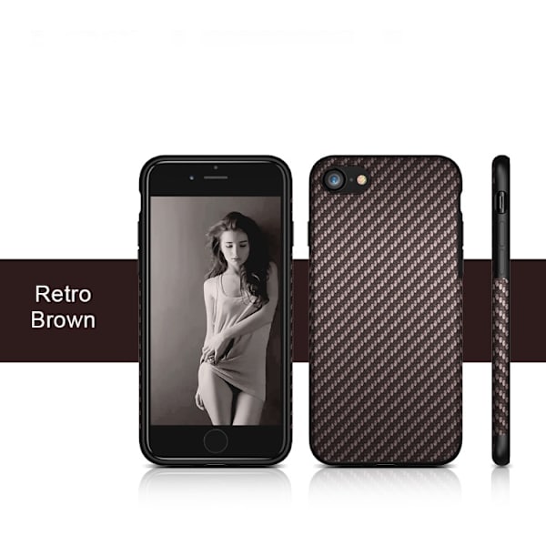 IPhone 6/6S Effektfullt Silikon/gummi skal med Carbondesign Brun Brun