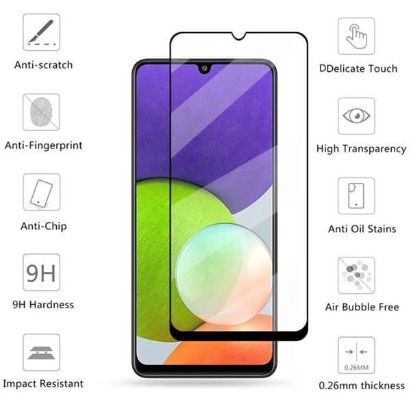 2-PACK Galaxy A22 5G 2.5D HD 0,3mm Skärmskydd Svart