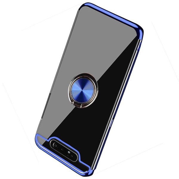 Professionelt silikone etui med ringholder - Samsung Galaxy A80 Silver