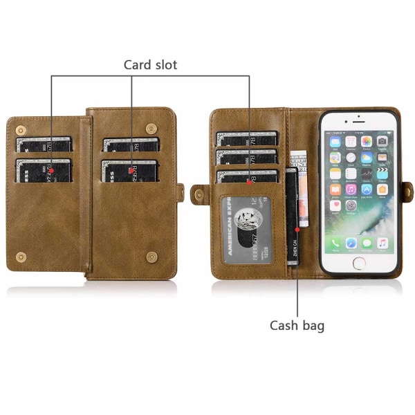 iPhone 7 - Robust Dubbelfunktions Plånboksfodral Svart