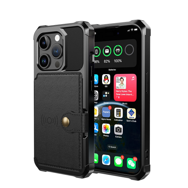 Elegantti lompakkokotelo ylellisestä PU-nahasta iPhone 15 Prolle Black