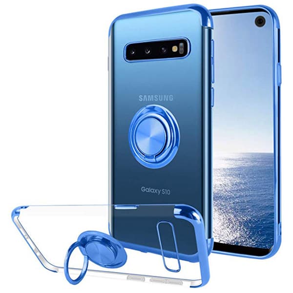 Samsung Galaxy S10 Plus - Skyddande Skal med Ringhållare Blå