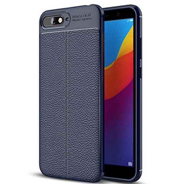 Huawei Y6 2018 - Smidigt Litchi-Läder Design Skal Mörkblå Mörkblå