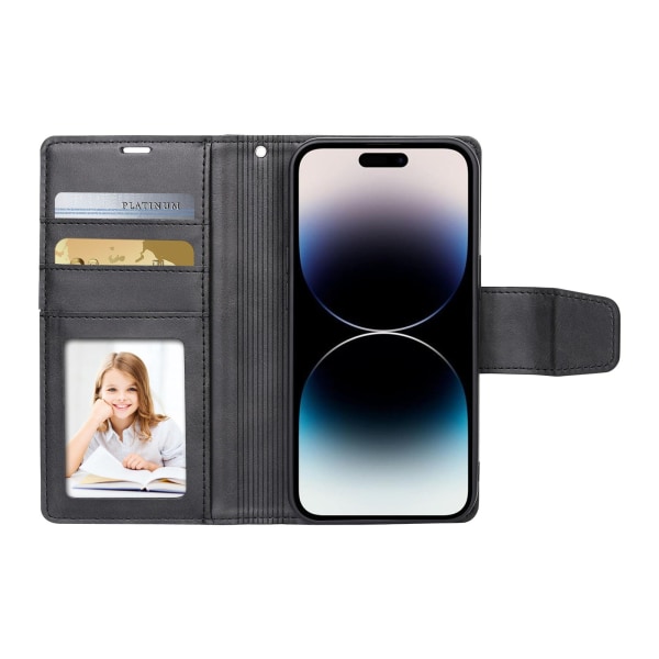 iPhone 14 Pro - Elegant 2-1 Hanman lommebokdeksel Svart