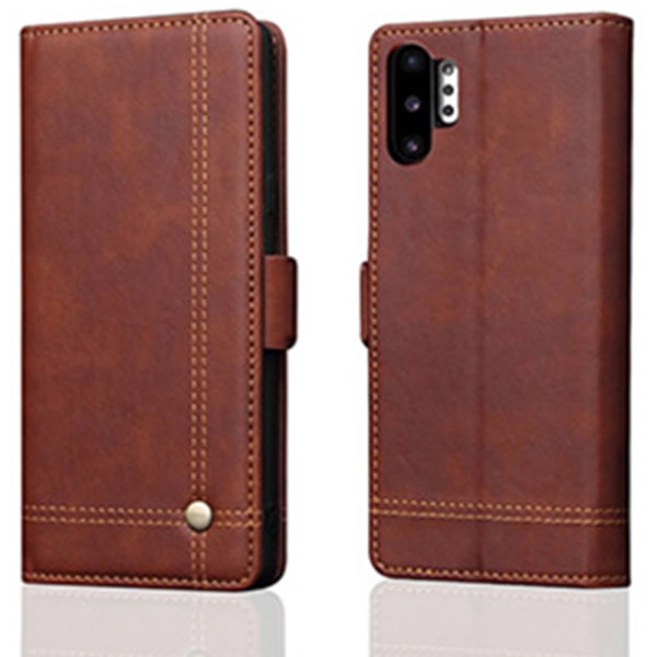 Samsung Galaxy Note10+ - Käytännöllinen tyylikäs lompakkokotelo Mörkbrun