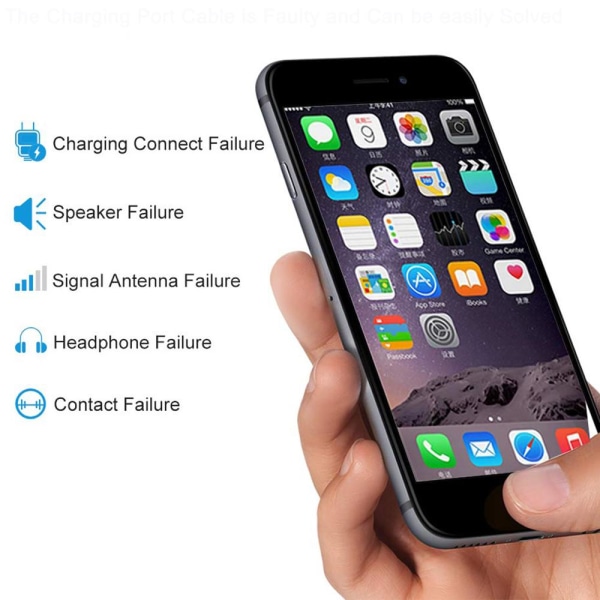 iPhone 6 PLUS - Højkvalitets Ladeport Hovedtelefonport Reservedel Grå