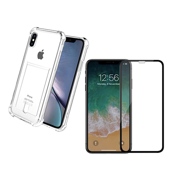 iPhone XS Max - 1 Set Skal med Korthållare och Skärmskydd Transparent