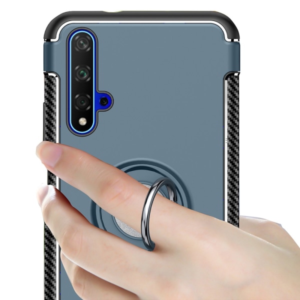 Käytännöllinen kansi sormustelineellä - Huawei Nova 5T Grå