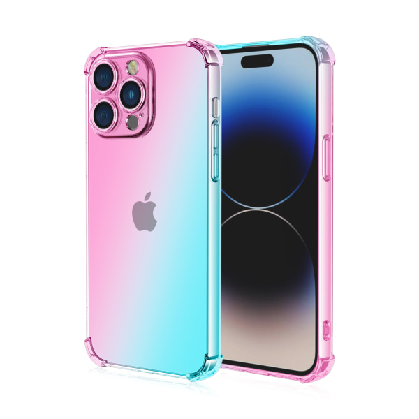 IPhone 15 pro - Smart Protective cover i silikone Rosa/Blå