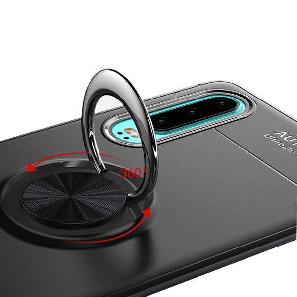 Elegant Smart Deksel med Ring Holder AUTO FOCUS - Huawei P30 Svart/Röd