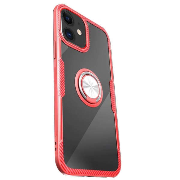 iPhone 12 Mini - Stilfuldt beskyttelsescover med ringholder LEMAN Röd/Silver