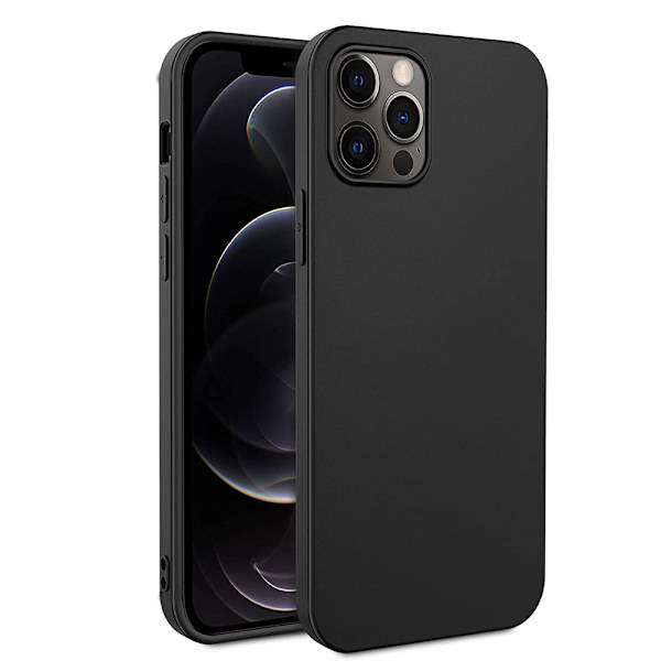 iPhone 12 Pro Max - Mattbehandlat Silikonskal & Mjukt Skärmskydd Svart