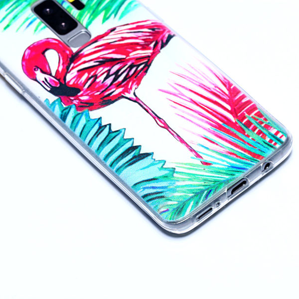 Palm Flamingo - Retroskal av silikon för Samsung Galaxy S9 Plus