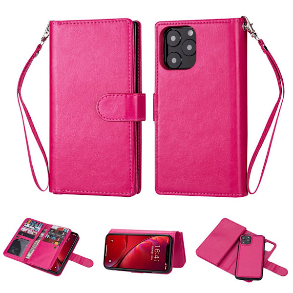iPhone 13 Pro Max - Elegant Praktiskt 9-Kort Plånboksfodral Roséguld