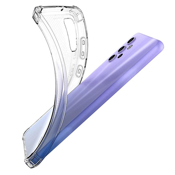 Samsung Galaxy A32 - Tyylikäs iskuja vaimentava silikonisuojus Transparent/Genomskinlig