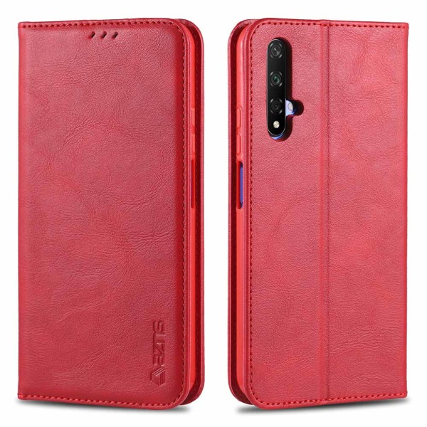 Huawei Nova 5T - Effektivt retro lommebokdeksel Röd